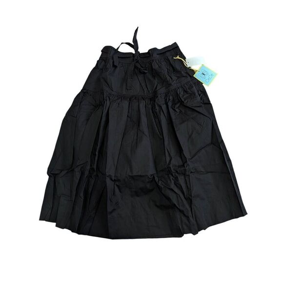 CeCe black tie-waist cotton blend skirt size 6 - Picture 2 of 8